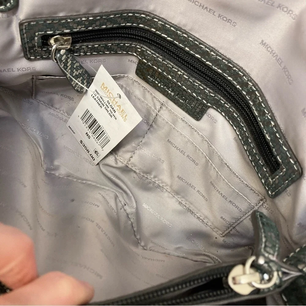Michael kors silver Sloan large chain shoulder bag